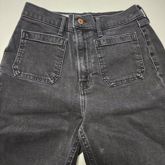 GAP Black Wash Stretch Denim High Rise 70's Flare Jeans - Picture 4 of 8